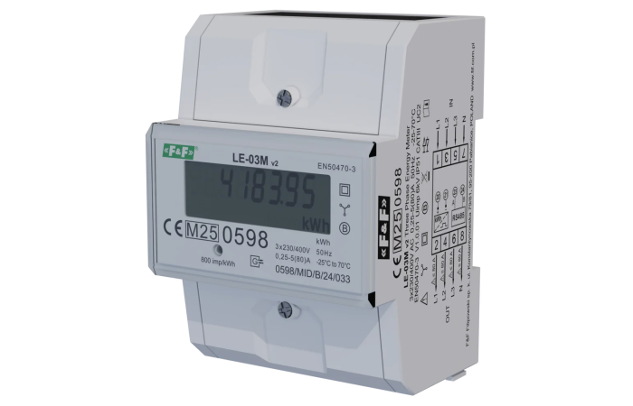 Licznik energii elektrycznej 3-fazowy 80A MID | LE-03M F&F