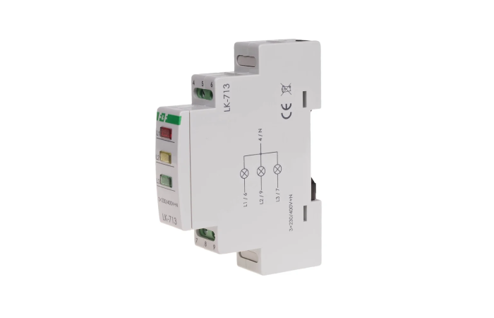 Lampka kontrolna zasilania trójfazowa LK-713K 3×230V+N żółta-czerwona-zielona