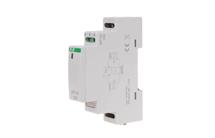 Separator / wzmacniacz linii USB, 1 moduł zasilanie 5V DC montaż na szynie DIN | SEP-03USB F&F