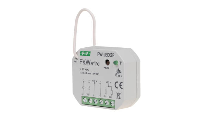Sterownik radiowy dwukanałowy PW-LED2P 12V - montaż podtynkowy 10-16V DC | FW-LED2P F&F