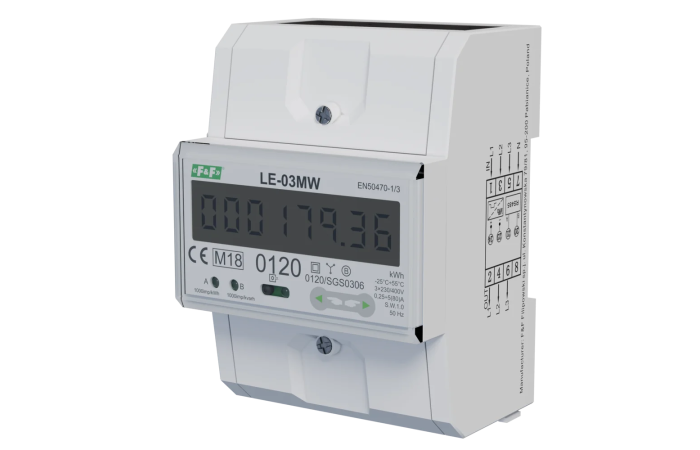 Licznik energii elektrycznej 3-fazowy 80A, MID | LE-03MW F&F