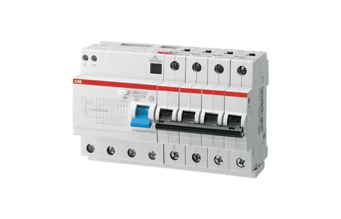 Wyłącznik różnicowo-prądowy z blokiem nadmiarowym DS204 AC-C10/0,03, 4P C10 30mA AC, pro M compact | 2CSR254001R1104 ABB