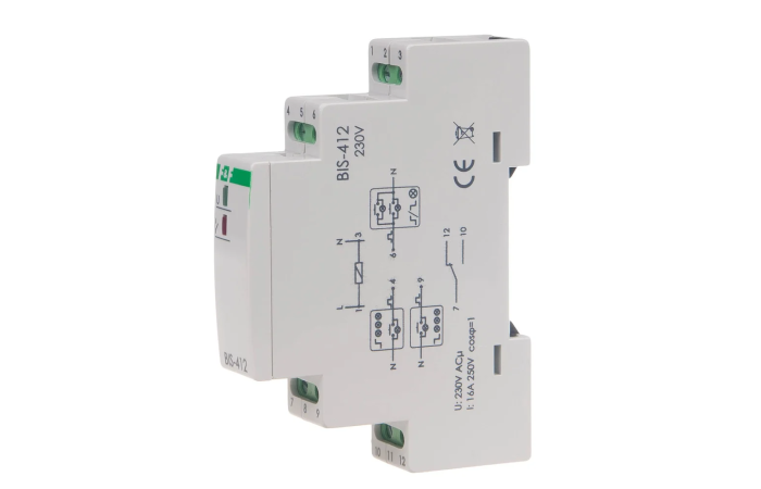 Przekaźnik bistabilny grupowy BIS-412 230V/16A 1×NO/NC montaz na szynie DIN | BIS-412 F&F