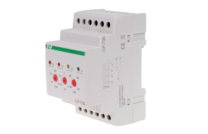 Przekaźnik napięciowy trójfazowy CP-730 1P 3×(50-450V)+N 8A | CP-730 F&F
