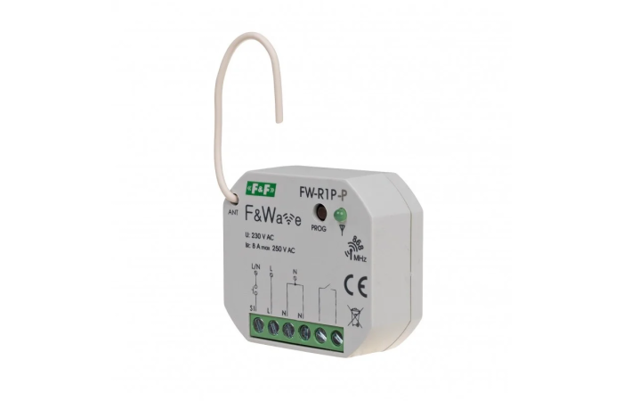 Przekaźnik bistabilny radiowy pojedynczy FW-R1P-P 85-265V AC/DC multifunkcyjny, do puszki mont. fi60 | FW-R1P-P F&F