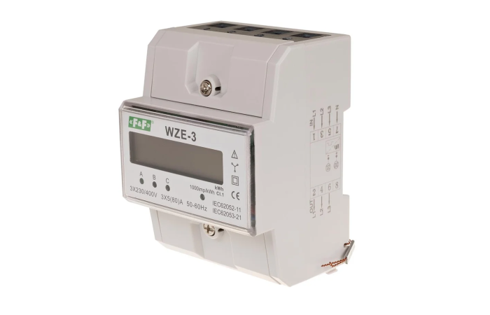 Licznik energii elektrycznej 3-fazowy 80A, MID | WZE-3 F&F
