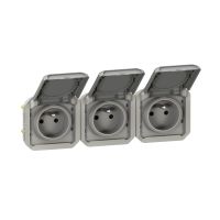 Gniazdo 3x2P+Z poziome komplet mechanizm 16A ‑ 250V AC szare, NOWE PLEXO 55  | 069564L Legrand