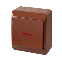 Łącznik n/t 1-biegunowy/schodowy z podświetleniem IP44, brązowy, Hermes | 0341-06 Elektro-Plast Nasielsk
