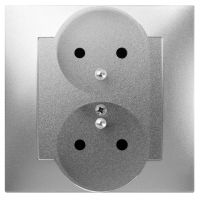 Gniazdo p/t podwójne 2x2P modułowe B/R, IP20, srebrny, Carla | 1744-16 Elektro-Plast Nasielsk
