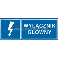 Tabliczka TZI 37X105S napis: Wyłącznik główny | E04TZ-01041210200 Ergom