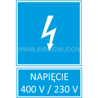 Tabliczka TZI 74X105S napis: Napięcie 400/230V | E04TZ-01041121100 Ergom