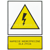 Tabliczka TZO 105X148S napis: Napięcie niebezpieczne dla życia | E04TZ-01011130200 Ergom