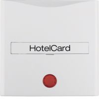 Nasadka z nadrukiem i czerwoną soczewką do łącznika na kartę hotelową, biały, S.1/B.3/B.7 | 16401909 Hager