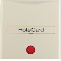 Nasadka z nadrukiem i czerwoną soczewką do łącznika na kartę hotelową, kremowy, połysk B.Kwadrat/S.1 | 16408982 Hager