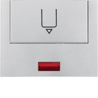 Nasadka z nadrukiem i czerwoną soczewką do łącznika na kartę hotelową, aluminium mat, lakierowana | 16417103 Hager