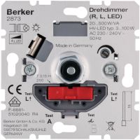 Ściemniacz obrotowy obciążenie R/L 20-500 W, obsługa lamp LED 3-100 W, One.platform | 2873 Hager