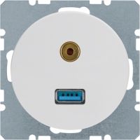 Gniazdo USB/3,5mm audio, biały, połysk, R.1/R.3 | 3315392089 Hager