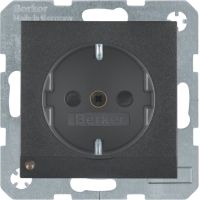Gniazdo Schuko z/u z podświetleniem orientacyjnym LED, antracyt mat, B.x | 41091606 Hager