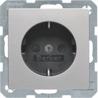 Gniazdo Schuko kompletne, samozaciski, alu aksamit, lakierowany, Q.x | 47236084 Hager