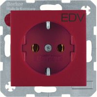 Gniazdo Schuko z nadrukiem 'EDV', czerwony, S.1/B.3/B.7 | 47431922 Hager