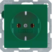 Gniazdo Schuko kompletne, samozaciski, zielony, aksamit, Q.x | 47436013 Hager