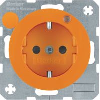 Gniazdo z/u i diodą kontrolną LED, pomarańczowy, połysk, R.1/R.3 | 6765092007 Hager