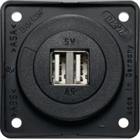 Gniazdo USB ładowania podwójne, 12V, 3A, czarny mat, mechanizm czarny Integro Flow | 926022503 Hager