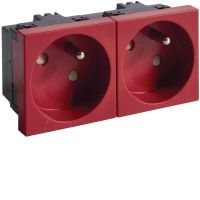 Gniazdo 2P+Z 33st. podwójne 45x45mm bezhalogenowe czerwone Tehalit.GB-EG | EER2333020 Hager