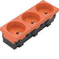 Gniazdo 2P+Z 33st. potrójne 45x45mm bezhalogenowe pomarańczowy Tehalit.GB-EG | EER3332004 Hager