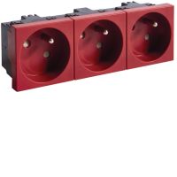 Gniazdo 2P+Z 33st. potrójne 45x45mm bezhalogenowe czerwone Tehalit.GB-EG | EER3333020 Hager