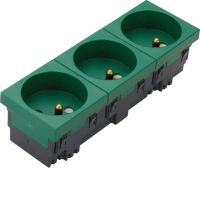 Gniazdo 2P+Z 33st. potrójne 45x45mm bezhalogenowe zielone Tehalit.GB-EG | EER3336029 Hager