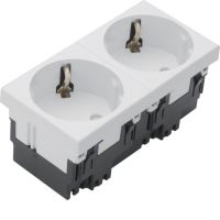 Gniazdo Schuko 33st. 2-krotne 45x45mm bezhalogenowe biały, Tehalit.GB-EG | ESR2339010 Hager