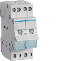 Modułowy przełącznik instalacyjny I-0-II punkt wspólny od dołu 2P 32A 230VAC | SFB232 Hager
