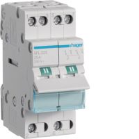 Modułowy przełącznik instalacyjny I-II punkt wspólny od dołu 2P 25A 230VAC | SFL225 Hager