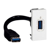 Gniazdo USB 3.0 z przewodem białe, 1 moduł, Mosaic | 078746 Legrand