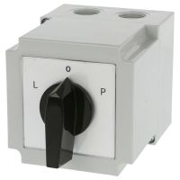 Łącznik krzywkowy* 4G25-11-PK, 25A, w obudowie, pokrętło czarne 3-biegunowy (L-0-P) | 63-840309-031 Apator