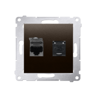 Gniazdo komputerowe podwójne RJ45 kat. 6, z osłoną przeciwkurzową, brąz mat D62.01/46 Simon 54 | D62.01/46 Kontakt Simon