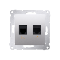 Gniazdo komputerowe RJ45 kategoria 5e + telefoniczne RJ12, srebrny mat D5T.01/43 Simon 54 | D5T.01/43 Kontakt Simon