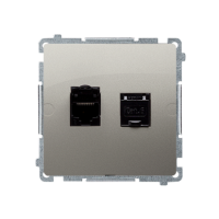 Gniazdo komputerowe RJ45, kat. 6, podwójne z przesłoną, satynowe BM62.01/29 Simon Basic | BM62.01/29 Kontakt Simon