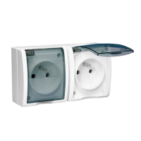 Gniazdo wtyczkowe podwójne z/u, IP54, klapka transparentna,16A AQGZ1-2Z/11A Simon Aquarius | AQGZ1-2Z/11A Kontakt Simon
