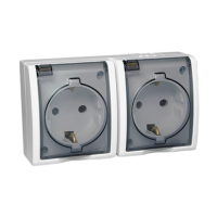 Gniazdo wtyczkowe z/u Schuko podwójne bryzgoszczelne IP54, 16A, 250V, zaciski śrubowe, biały | AQGSZ1-2Z/11A Kontakt Simon