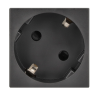 Gniazdo wtyczkowe K45 Schuko (45x45mm) 16A, zaciski śrubowe, czarny, Simon Connect | K01/14 Kontakt Simon