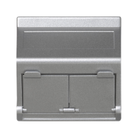 Płytka K45 2x RJ z osłoną skośna, do adapterów MD, aluminium | KB80/8 Kontakt Simon