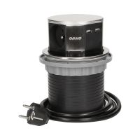 Gniazdo meblowe fi10cm wysuwane z blatu z ładowarką USB i przewodem 1,5m, 3x2P+Z, 2xUSB, INOX | OR-AE-1381 Orno