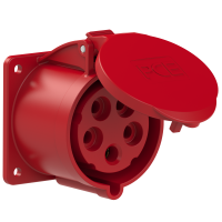 Gniazdo tablicowe proste 32A 3P+Z+N 400V 50/60Hz 6h IP44 kołnierz 75x75 | 325-6F7 PCE