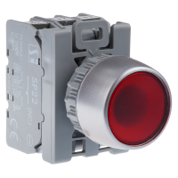 Przycisk sterowniczy, kryty, styki 2NO, pierścień niklowany, podświetlany, czerwony | SP22-KLC-20-24-LED\AC/DC Spamel