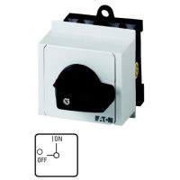 Łącznik krzywkowy 2P, 20A 6,5kW, 0-1(ON/OFF), pokrętło czarne, do zabudowy modułowej, T0-1-102/IVS P/T | 015147 Eaton