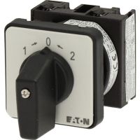 Łącznik krzywkowy 1P, 20A, 6,5kW, 1>0<2, z samopowrotem, pokrętło czarne, natablicowy, T0-1-8214/E P/T | 019863 Eaton