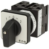 Łącznik krzywkowy 3P, 20A, 6,5kW, 1>0<2, z samopowrotem, pokrętło czarne, natablicowy, T0-3-8216/E P/T | 024609 Eaton