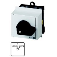 Łącznik krzywkowy 1P, 20A, 6,5kW, H-0-A, bez samopowrotu, pokrętło czarne, do zabudowy modułowej, T0-1-15431/IVS P/T | 026991 Eaton